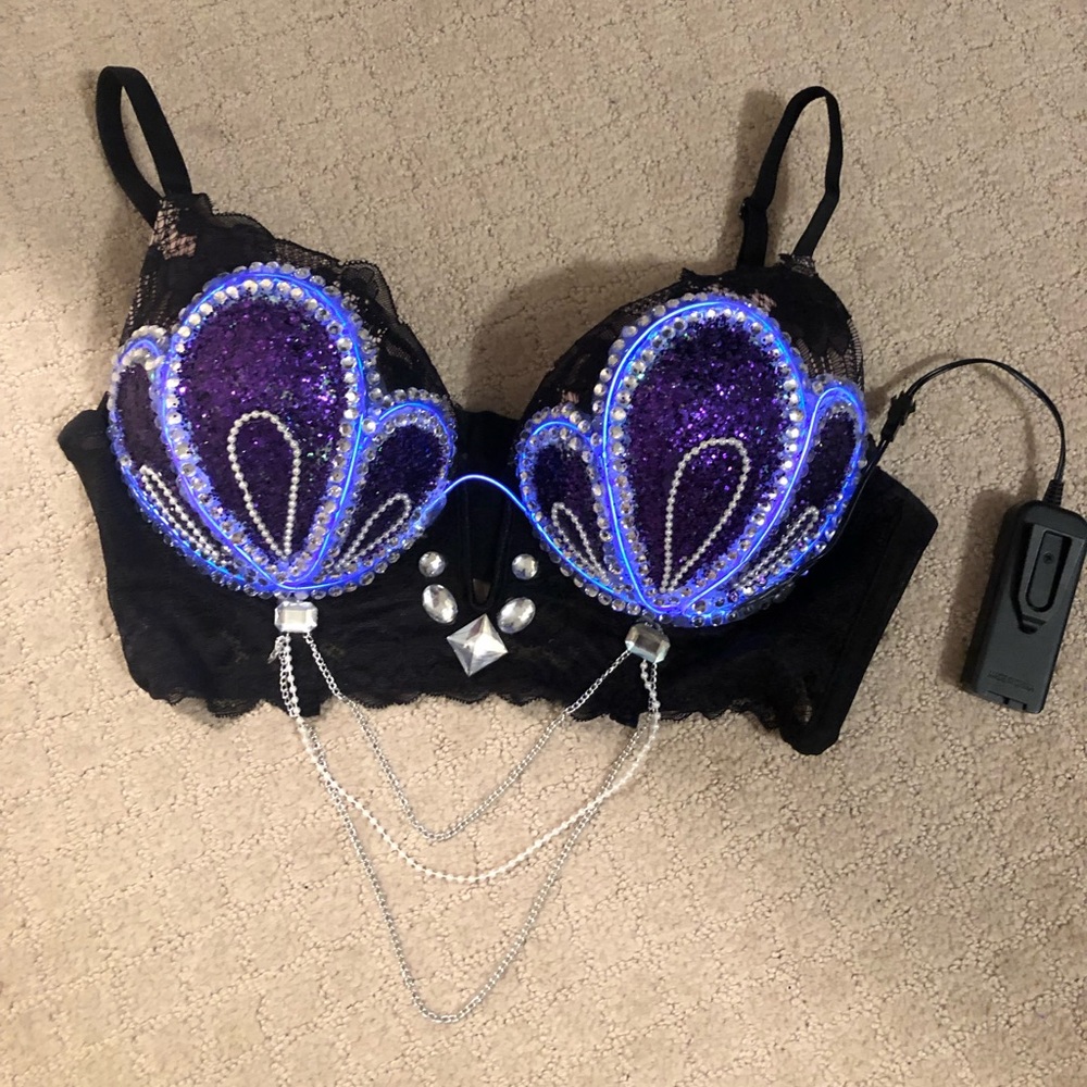 EUC Long Line LED light up Mermaid Rave Bra!